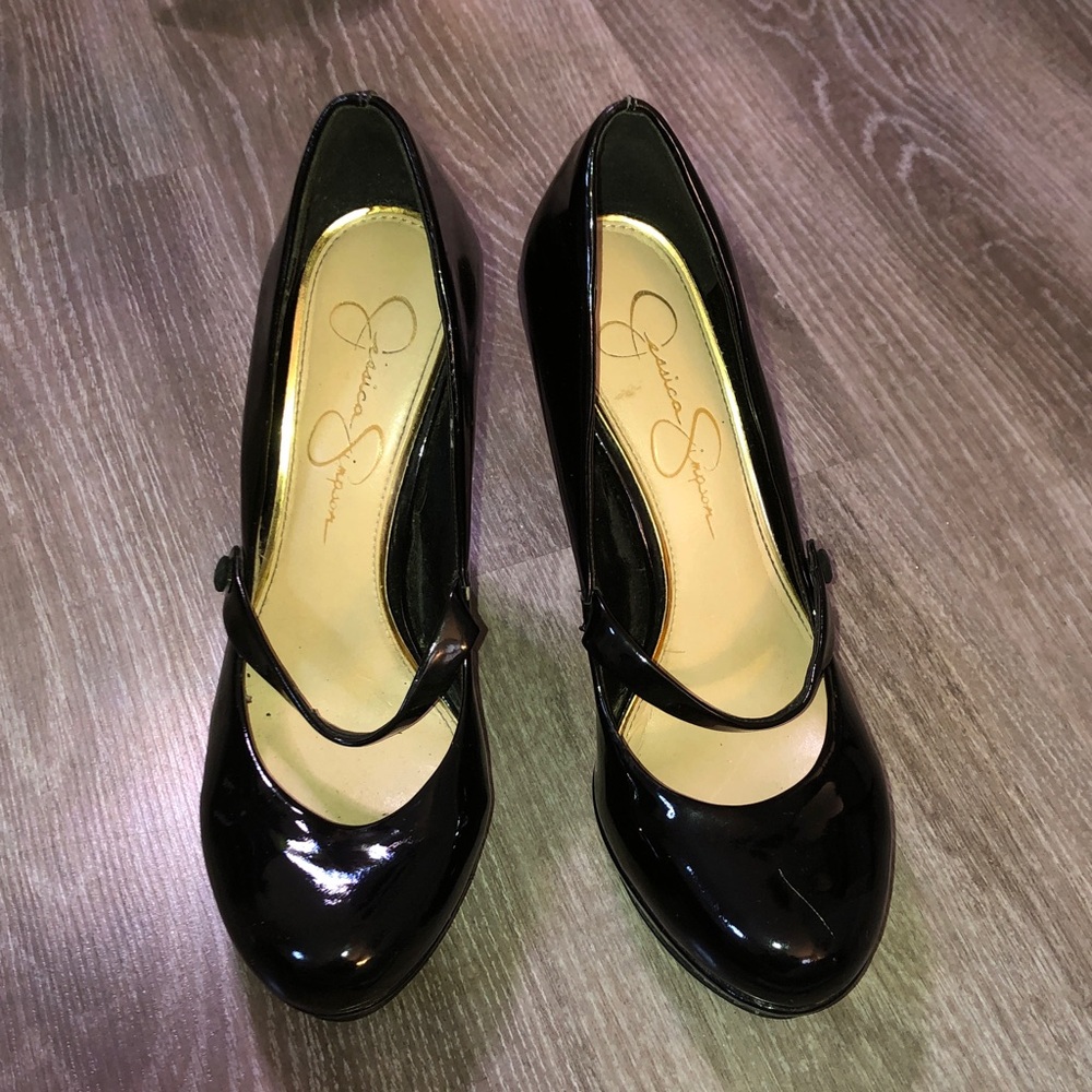 Jessica Simpson Black Patent Mary Jane Pumps